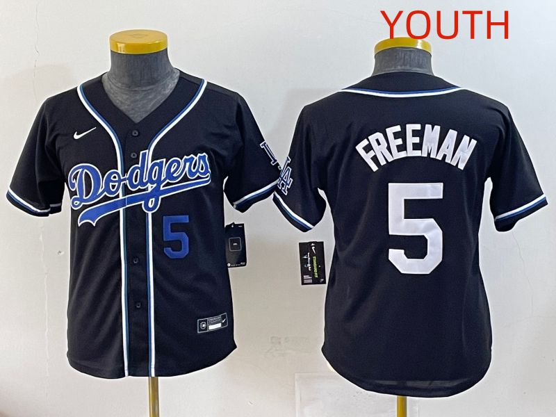 Youth 2025 Los Angeles Dodgers #5 Freeman Black Three generations Fashion Nike MLB Jersey style 2->youth mlb jersey->Youth Jersey